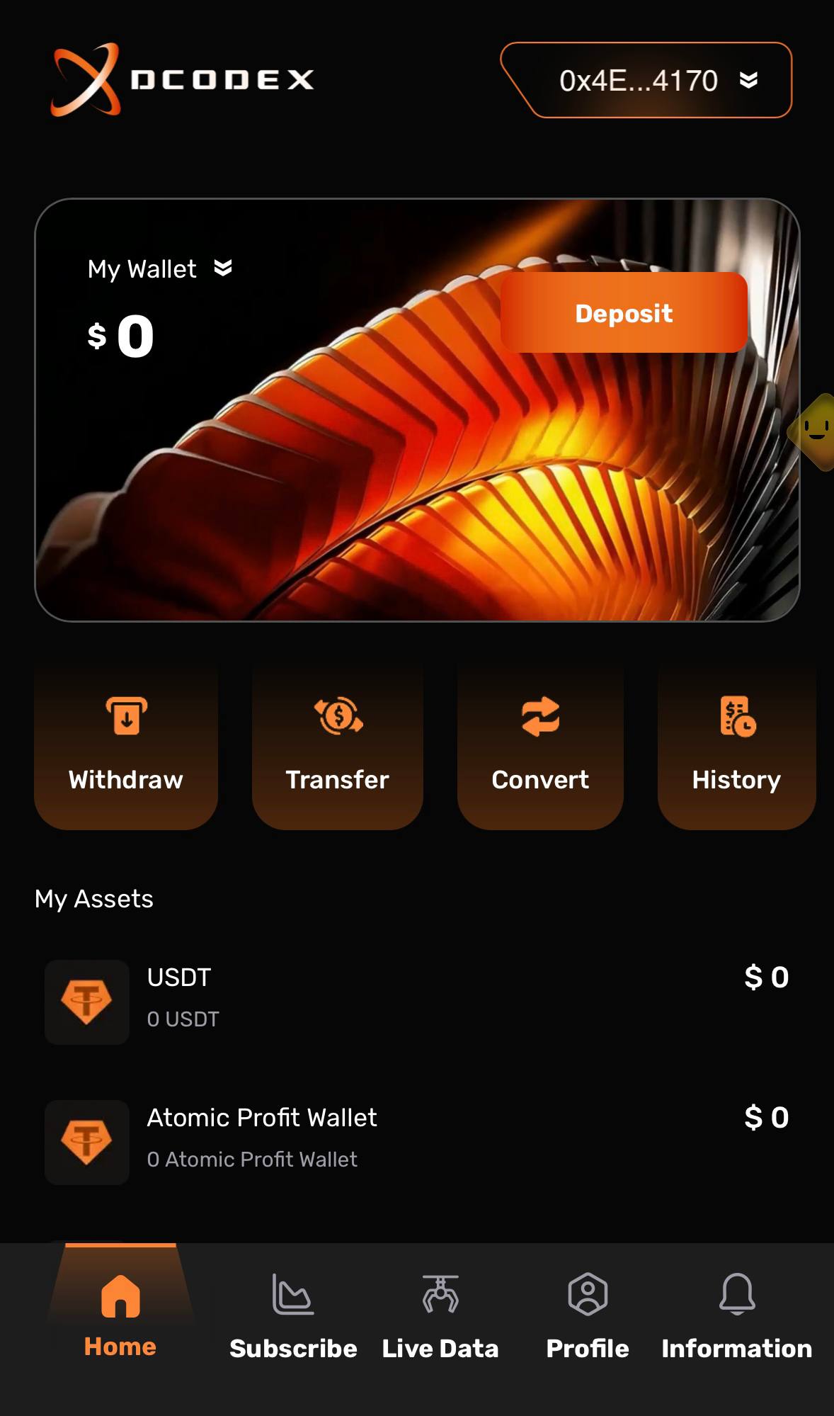 DCodex dashboard interface